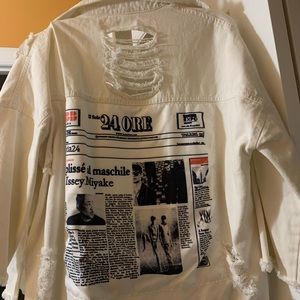 White Fashion Distressed Jean Jacket
